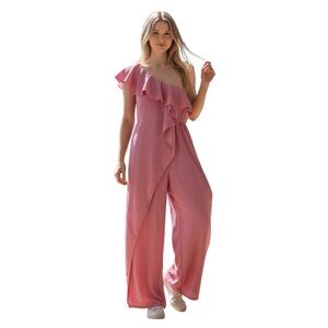 Elegant Pink Ruffle Jumpsuit